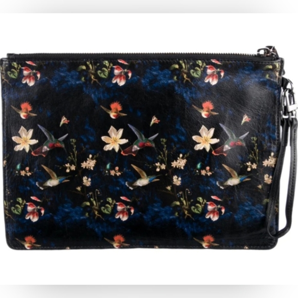 Alice + Olivia Beautiful Floral Leather Clutch.